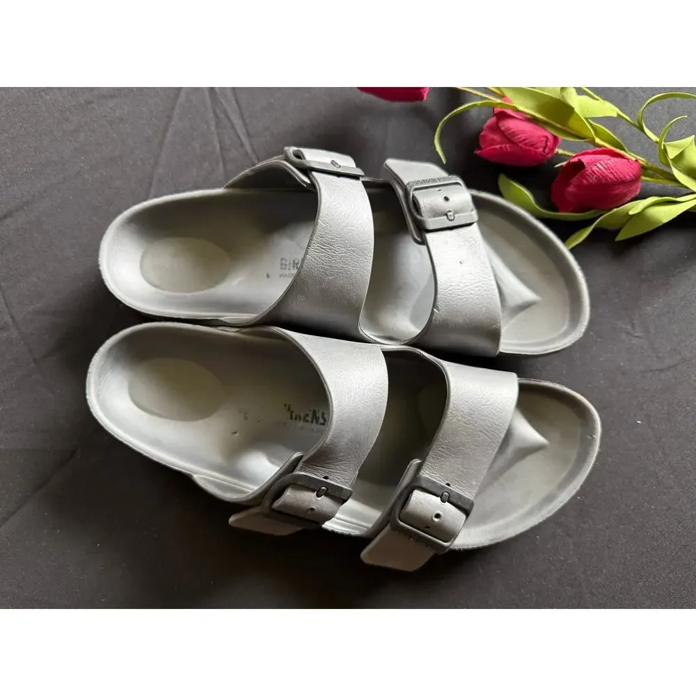 Birkenstock Arizona EVA Sandals Metallic Silver Size 41